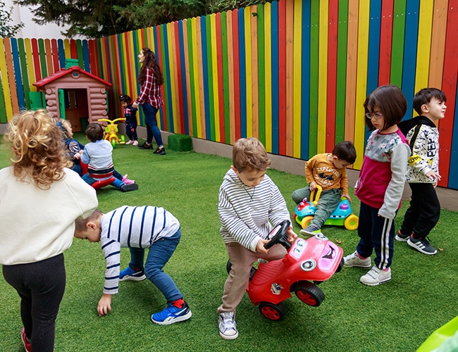 Spring toys in the garden